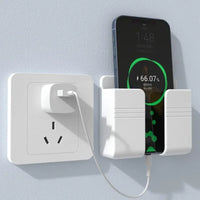 Wall Mount Phone Holder White Punch Free Wall Mobile Phones Charging Stand Lazy Sticky Remote Control Storage Box